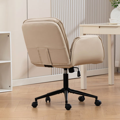 Criss Cross Swivel Desk Chair With Adjustable Armrests &amp; Wheels For Home Office
