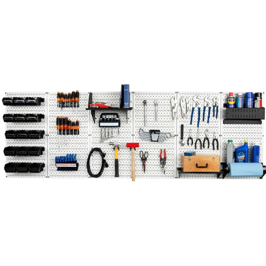 8ft Metal Pegboard Master Workbench Kit – Assorted Pegboard &amp; Accessory Colours