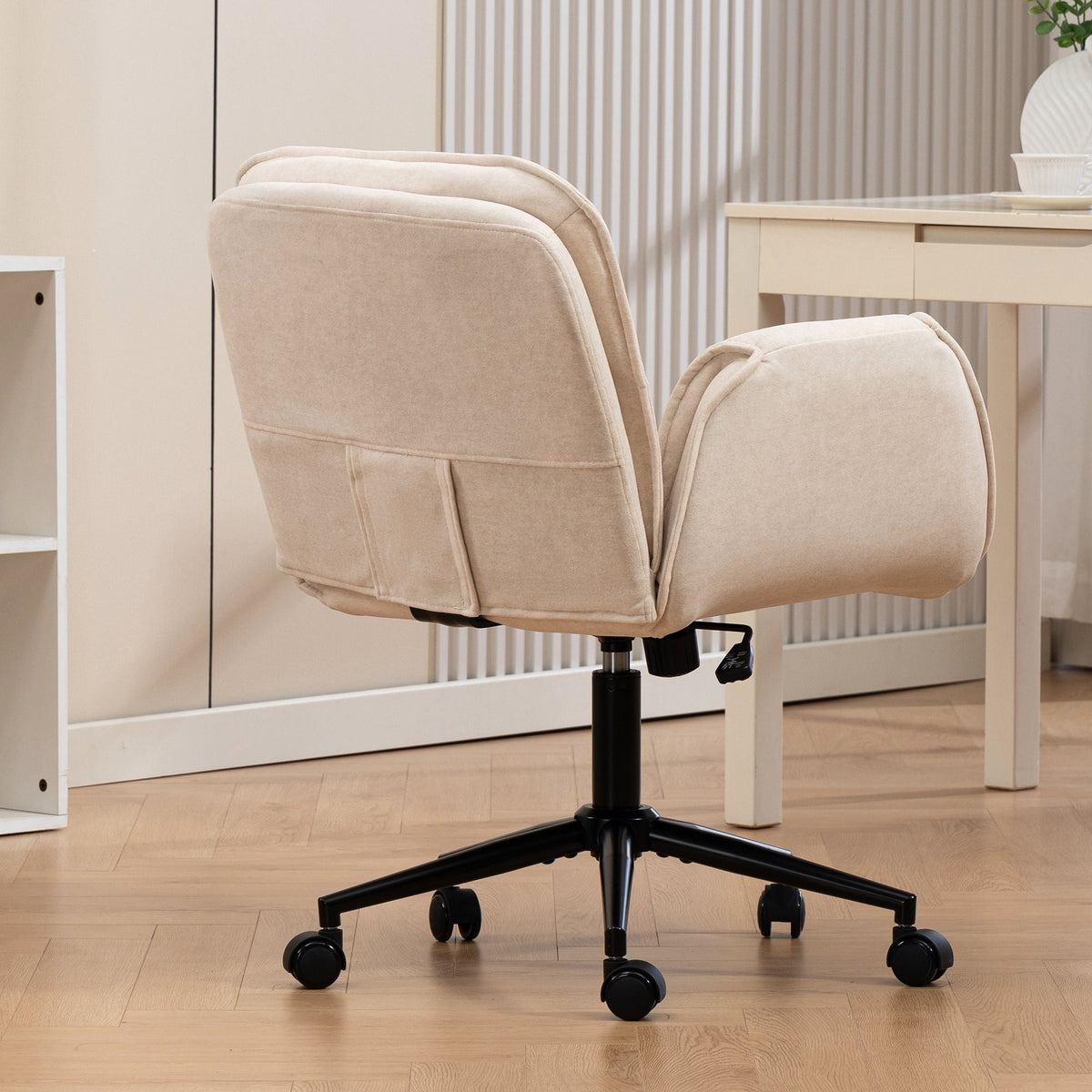 Criss Cross Swivel Desk Chair With Adjustable Armrests &amp; Wheels For Home Office