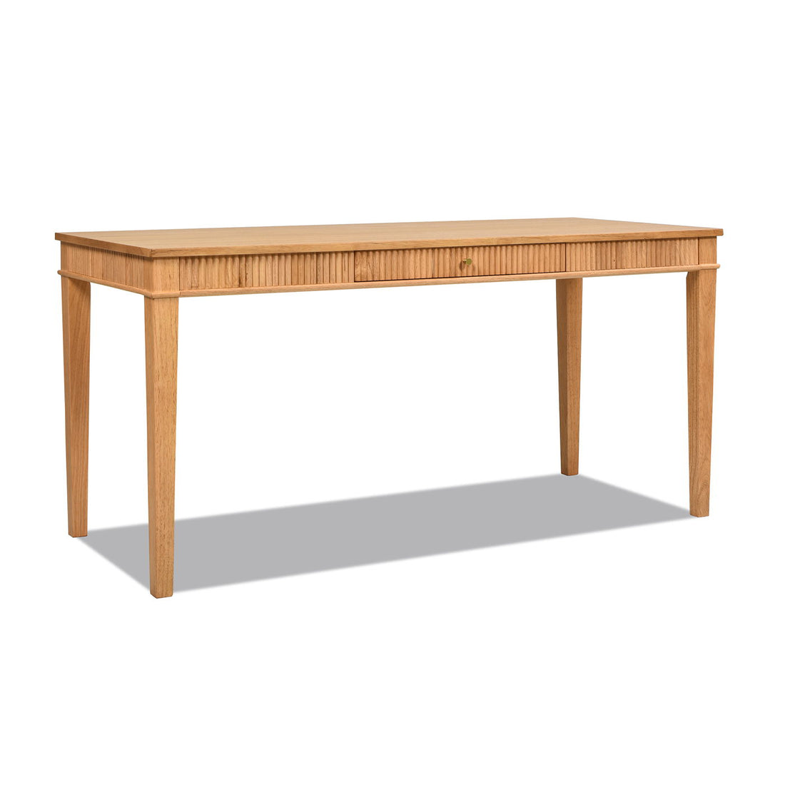 Dumont – Modern Farmhouse 1 Drawer Fluted Home Office Writing Desk – Natural Blonde