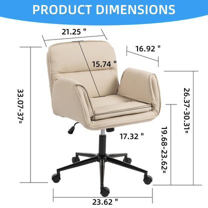 Criss Cross Swivel Desk Chair With Adjustable Armrests &amp; Wheels For Home Office