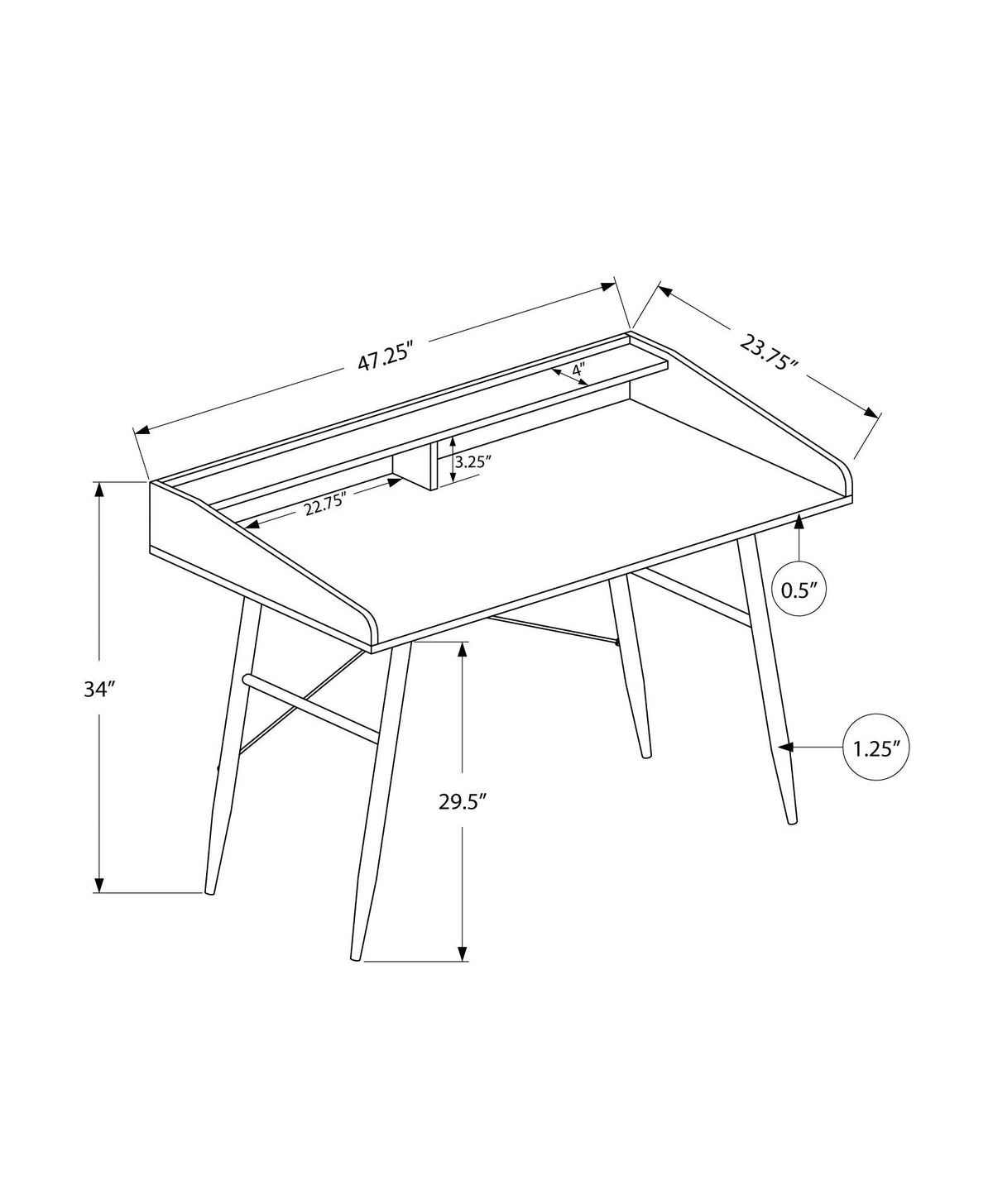 Computer Desk for Home Office, Laptop, Storage Shelves - Natural