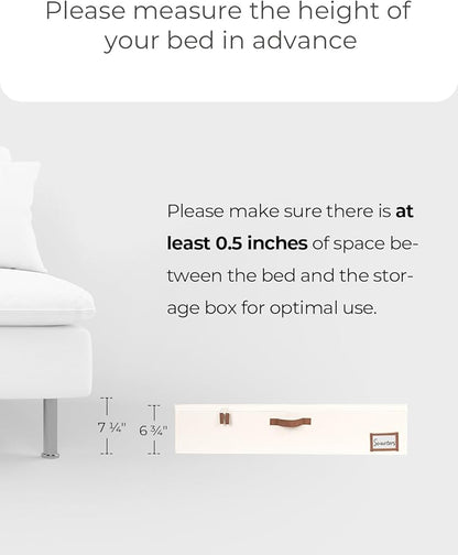 StorageWorks Underbed Storage Box, Under Bed Clothes Organizer With Sturdy Structure and Ultra Thick Fabric, Beige, 33" L x 31" W x 6 ¾ "H, 2 pack