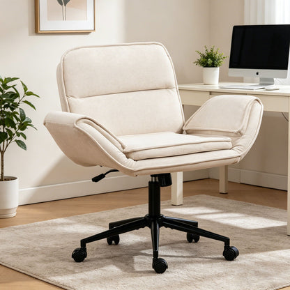 Criss Cross Swivel Desk Chair With Adjustable Armrests &amp; Wheels For Home Office