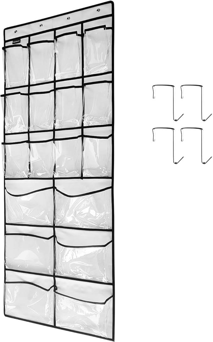 Extra Large Clear Over-Door Shoe Organiser – 18 Pockets