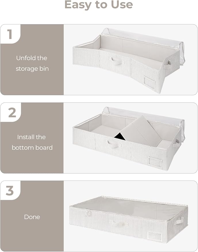 StorageWorks Large Under Bed Storage Containers with Handles and Label Holder, 2 Pack Ultra-thick Fabric Underbed Bins, Closet Organizer for Clothes, Blankets, Sweater