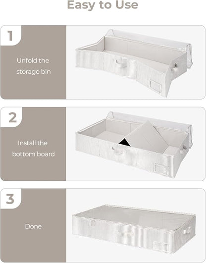 StorageWorks Large Under Bed Storage Containers with Handles and Label Holder, 2 Pack Ultra-thick Fabric Underbed Bins, Closet Organizer for Clothes, Blankets, Sweater
