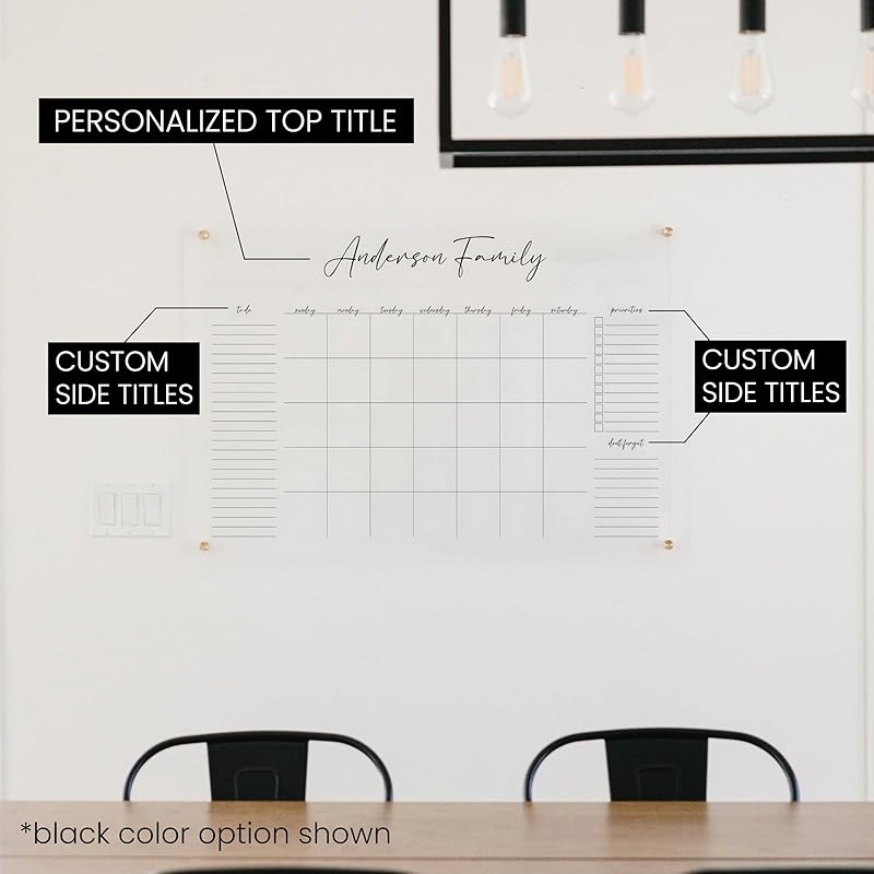 Family tree design on a wall with customizable text options above a dining table.