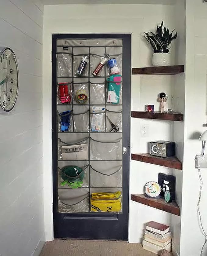 Extra Large Hanging Crystal Clear Over Door Shoe Organiser, Closet Shoe Rack with 12+6 Pockets, 8 Ho – image 2