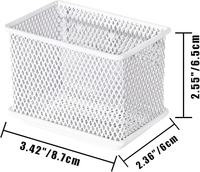 White Magnetic Basket, Magnetic Pencil Holder for whiteboard, Wire Mesh Magnetic Refrigerate Organizer, Magnetic shelf Desktop Storage, 3.42&