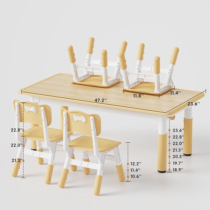 Brelley Kids Table &amp; 4 Chairs Set, Height Adjustable – image 2