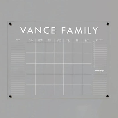 Personalized Clear Acrylic Calendar for Wall - Large Block Letter