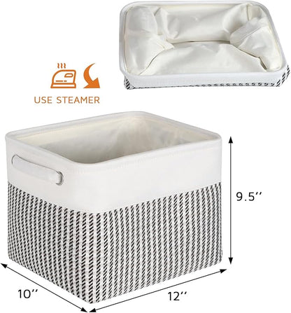 Kntiwiwo Foldable Storage Bin Collapsible Basket 12" x 10" x 9.5" Cube Storage Organizer Bins with Dual Carry Handles for Home Closet Shelves Drawers Organizer, Set of 3, Houndstooth