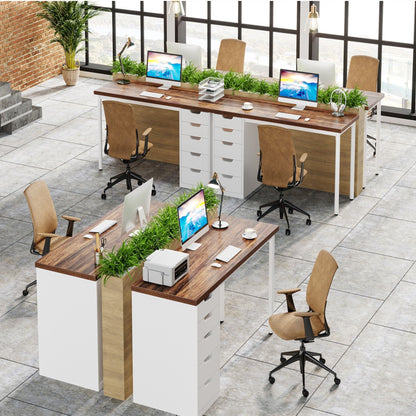 Computer Desk With 5 Drawers, Reversible Cabinet Design
