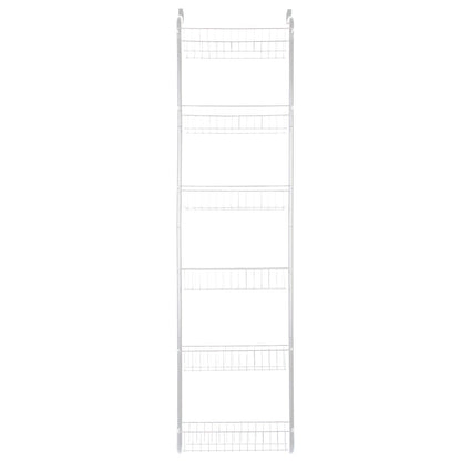 6 Tier Over Door Pantry Organizer Hanging Hooks Door Storage Rack Carbon Steel Basket 62.99in Over Door Shelf for Kitchen Bathroom