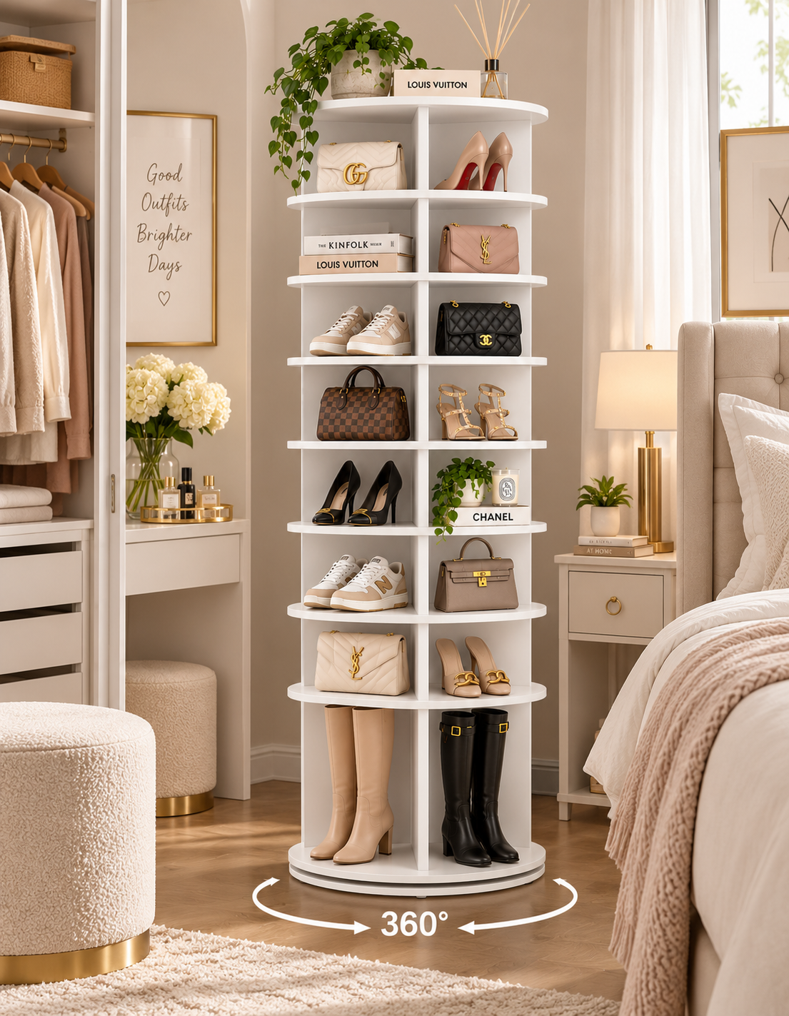 360 Rotating Shoe Rack Tower - 8 Tiers