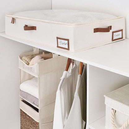 StorageWorks Extra Large Under Bed Storage Containers with Handles and Label Holder, 2 Pack Ultra-thick Fabric Underbed Bins, Closet Organizer for Clothes, Blankets, Sweater