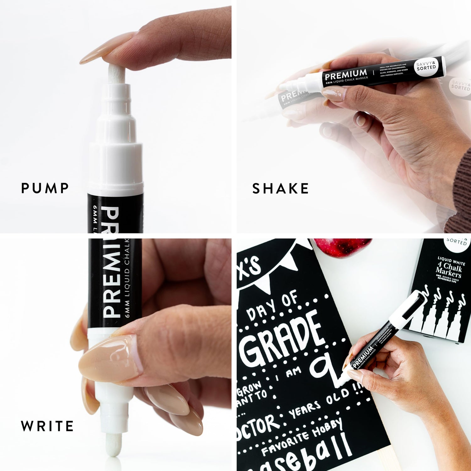 Medium White Chalk Markers - 6mm