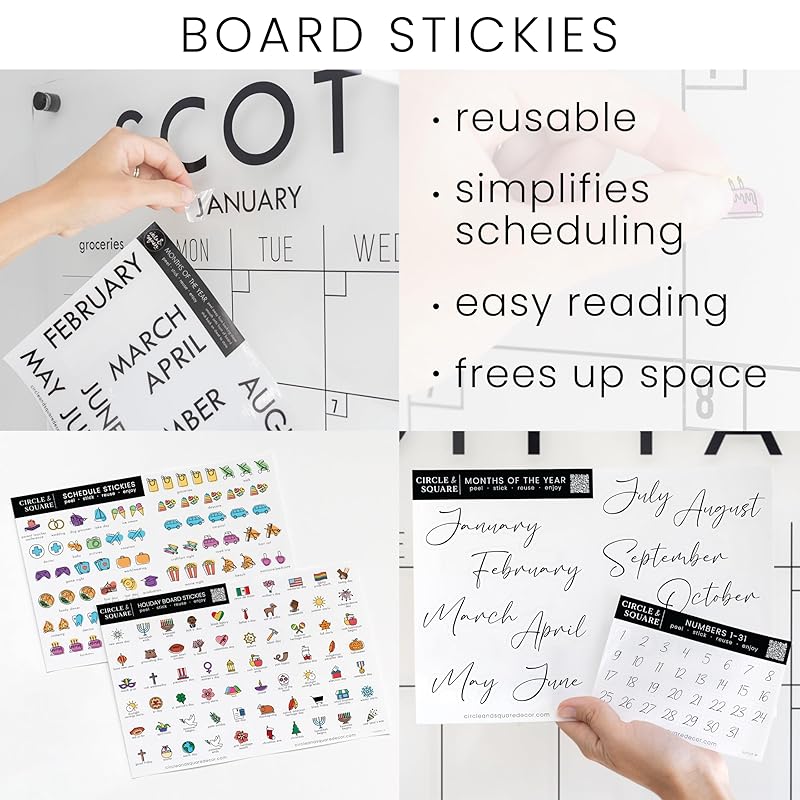 Personalized Clear Acrylic Calendar for Wall - Large Block Letter