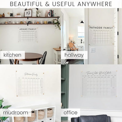 Personalized Clear Acrylic Calendar for Wall - Large Block Letter