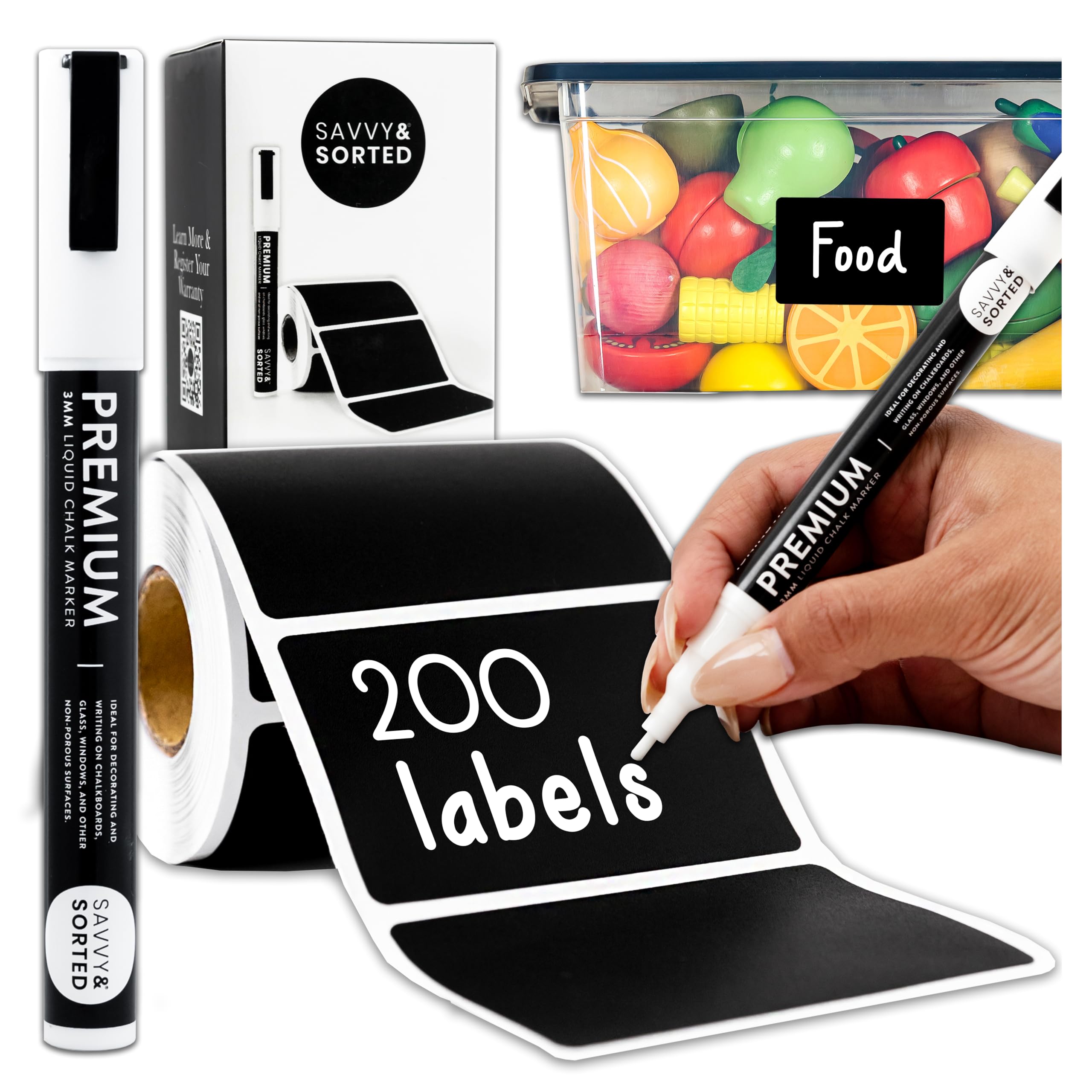 200 Chalkboard Labels with Chalk Marker