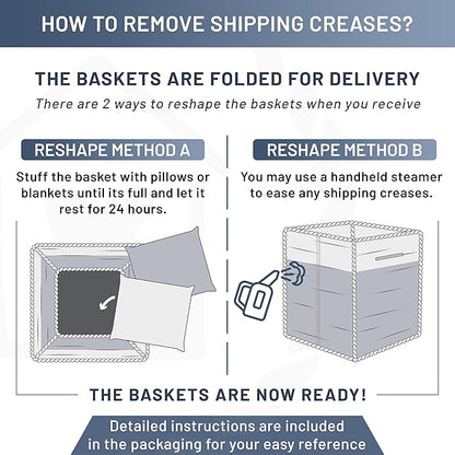 NaturalCozy 13 Inch Cube Storage Bins Cotton Rope Woven Baskets for Organizing 3-Pack | 13 x 13 Storage Cubes | Fabric Square Storage Baskets for Shelves Organizer, Kids Toy Bins, Closet Baby Nursery