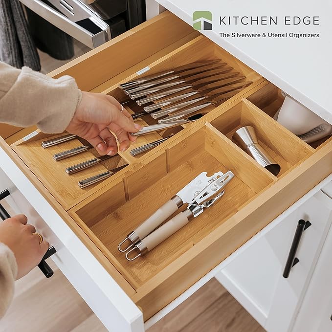 Bamboo Slanted Silverware &amp; Utensil Drawer Organisers – 2 Pack – image 2