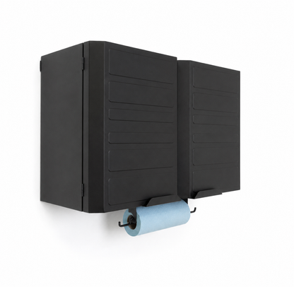 Black cabinet, white background 