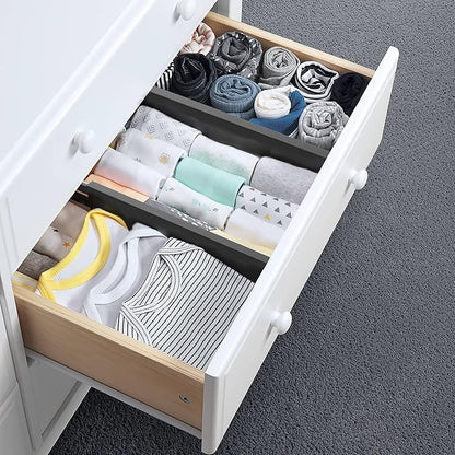 Utoplike 4 pcs Bamboo Kitchen Drawer Dividers Large, Adjustable Black Drawer Organizers, Spring Loaded, Works in Kitchen, Dresser, Bathroom, Bedroom, Drawer, Desk, 2.4" H