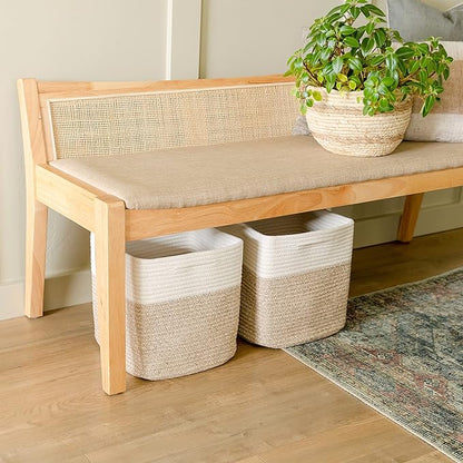 NaturalCozy Storage Cubes 11 Inch Cotton Rope Woven Baskets for Organizing, 3-Pack | Cube Bin Square Shelves Organizer, Classroom, Kids Toy Bins, Closet, Baby Nursery