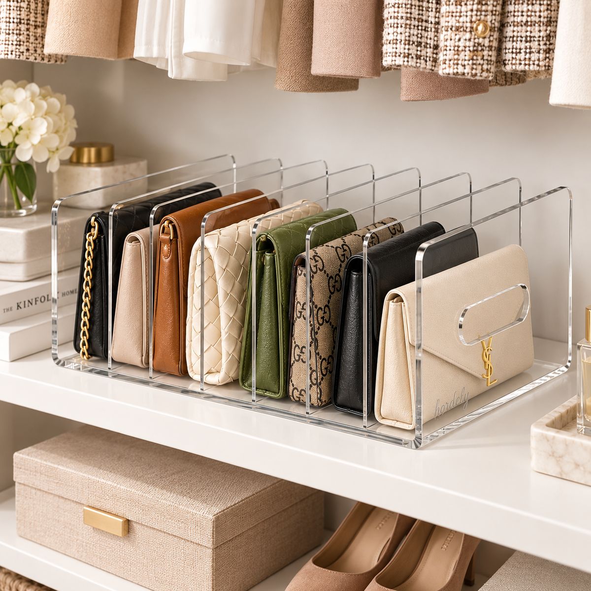 Acrylic clutch divider purse organizer 