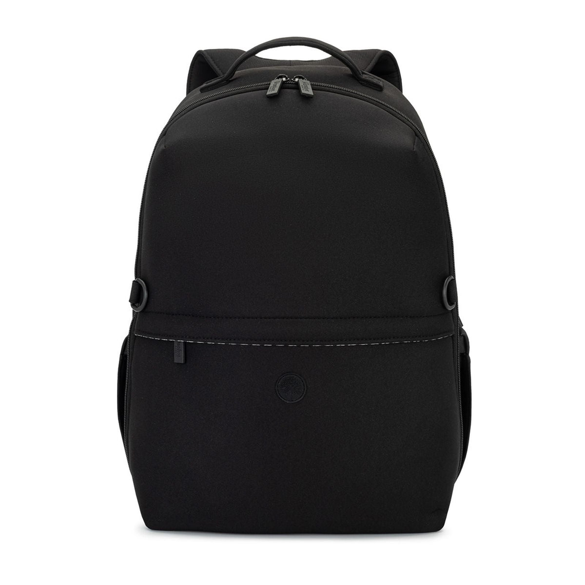 Black backpack on a white background