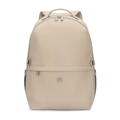 Beige backpack on a white background
