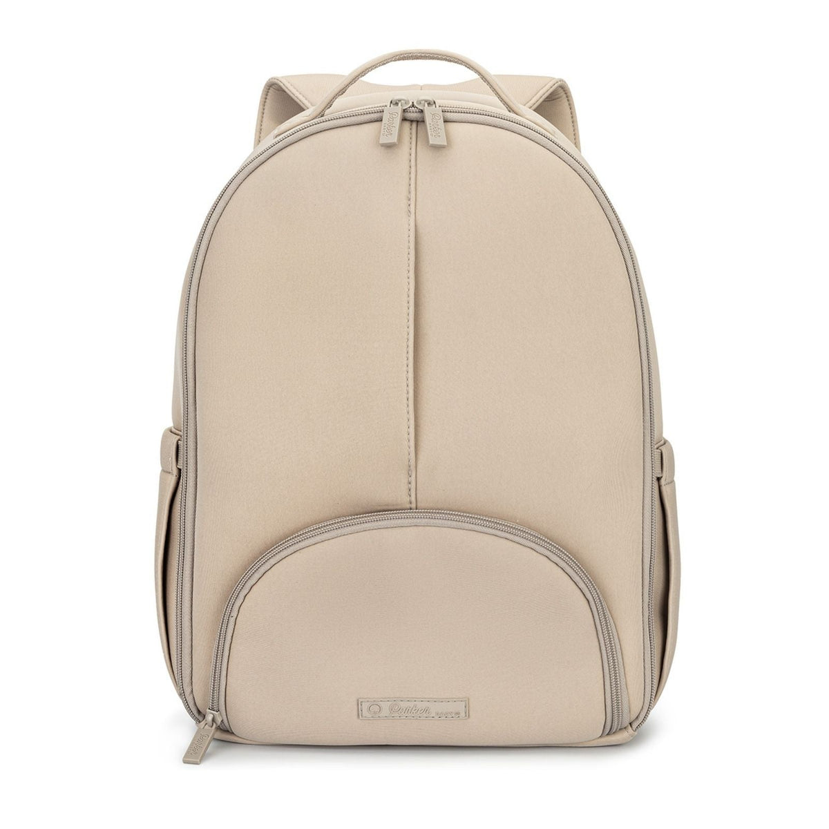 Beige backpack on a white background