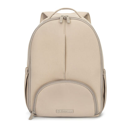 Beige backpack on a white background