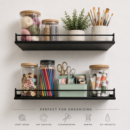 Floating shelves for craft room 