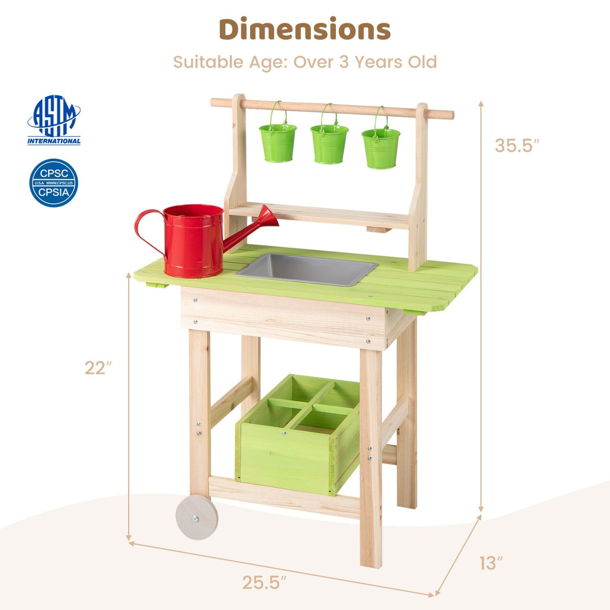 Kids Mud Kitchen with Removable Pots and Planting Trough