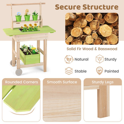 Kids Mud Kitchen with Removable Pots and Planting Trough