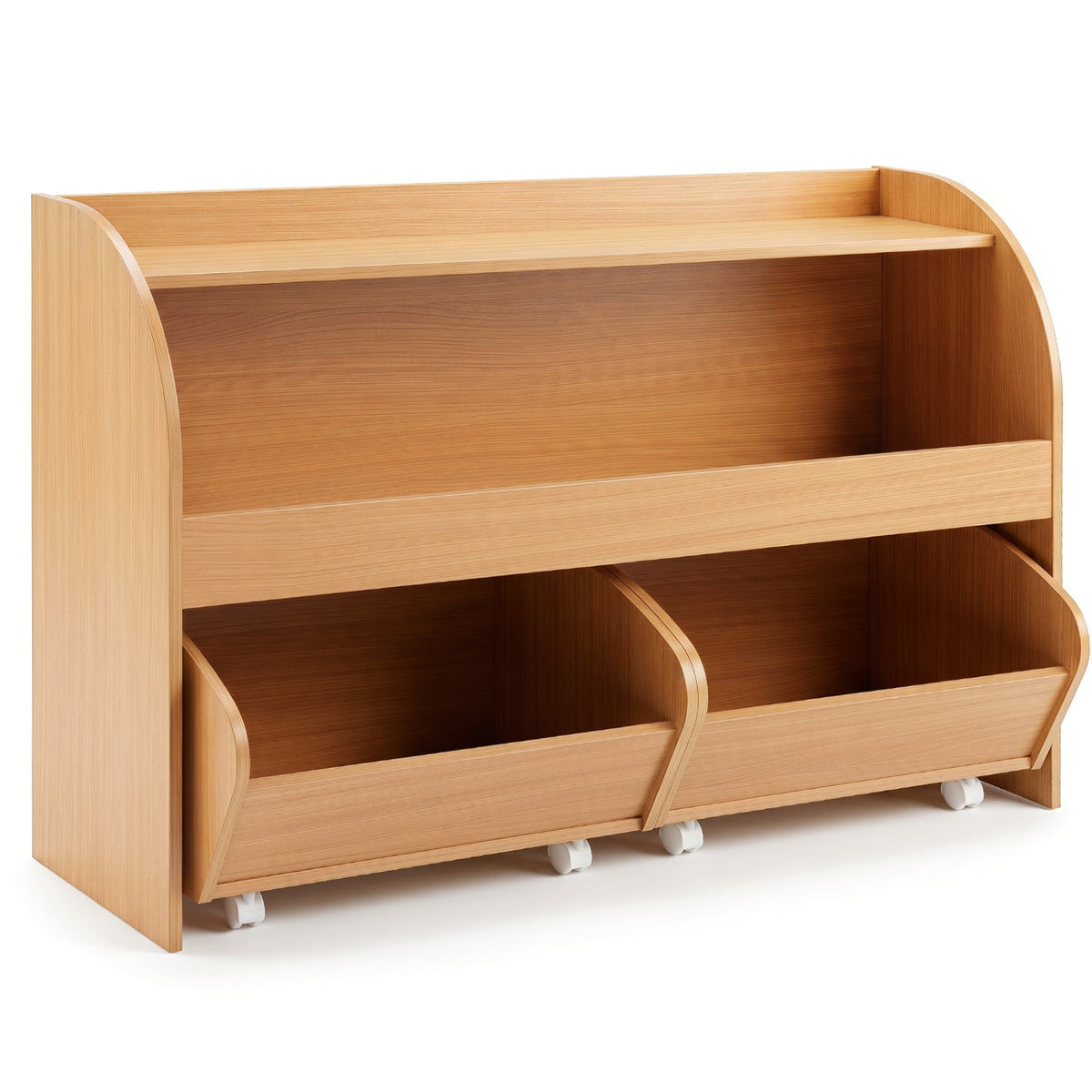 Kids Storage Organizer with Rolling Drawers &amp; Bookshelf