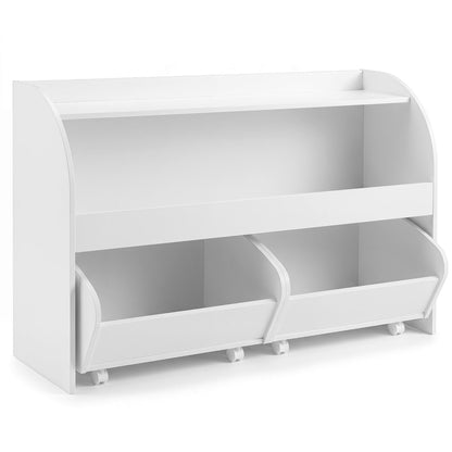Kids Storage Organizer with Rolling Drawers &amp; Bookshelf