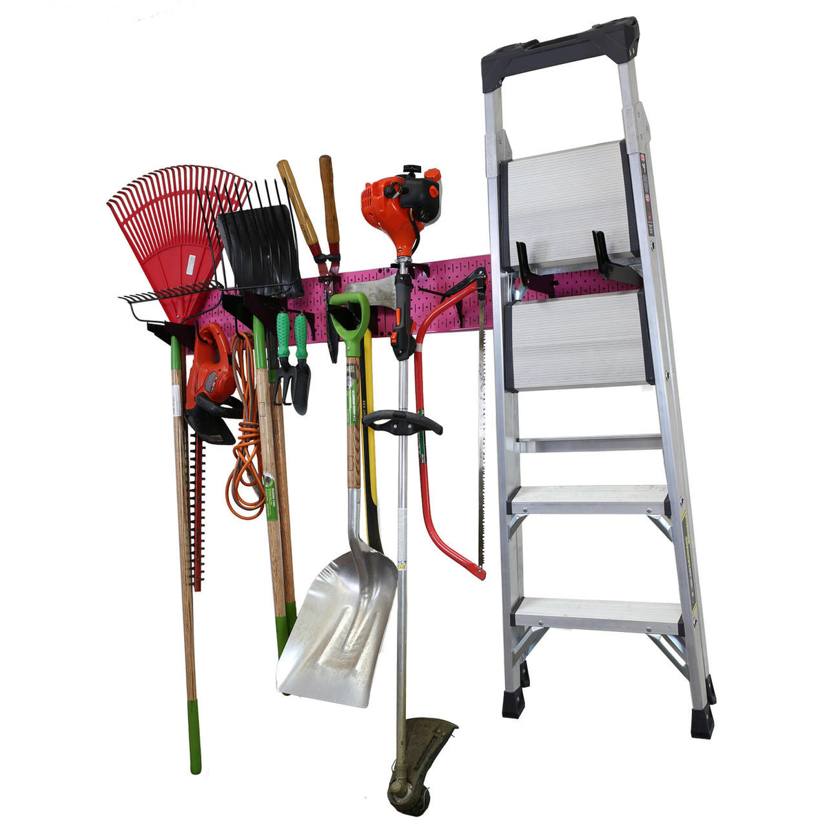 Garage Storage Lawn &amp; Garden Tool Organization Wall Organizer Rack - Pegboard with Accessories