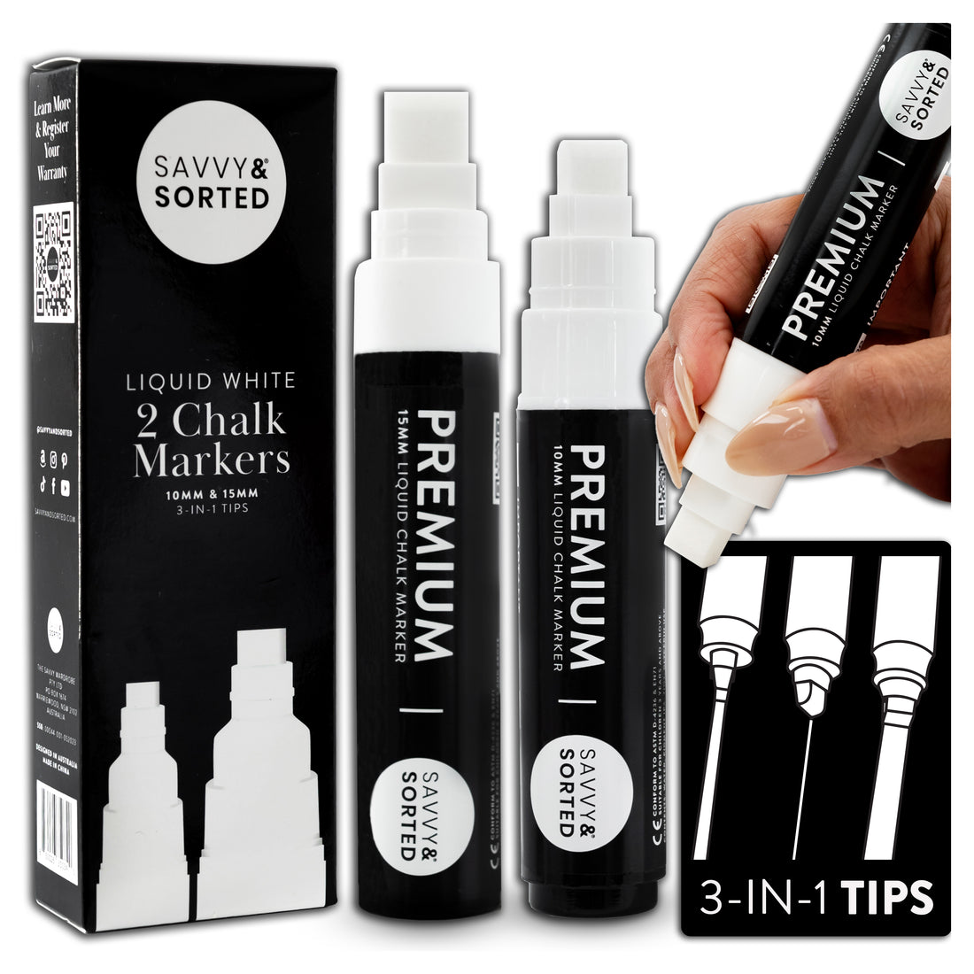 Large White Chalk Markers - 10mm &amp; 15mm