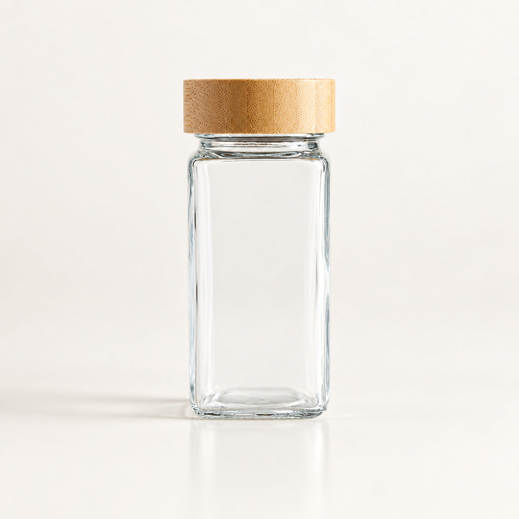 1 Pk Rectangle Spice Jar with Bamboo Lid