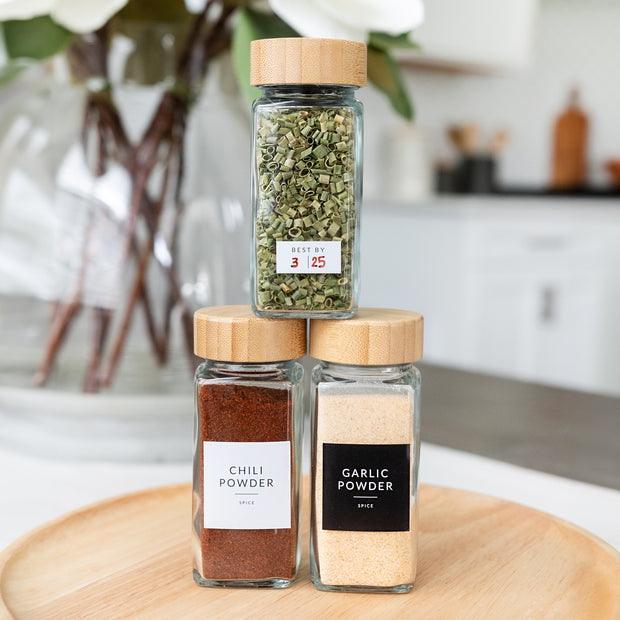 Glass Spice Jars with Labels