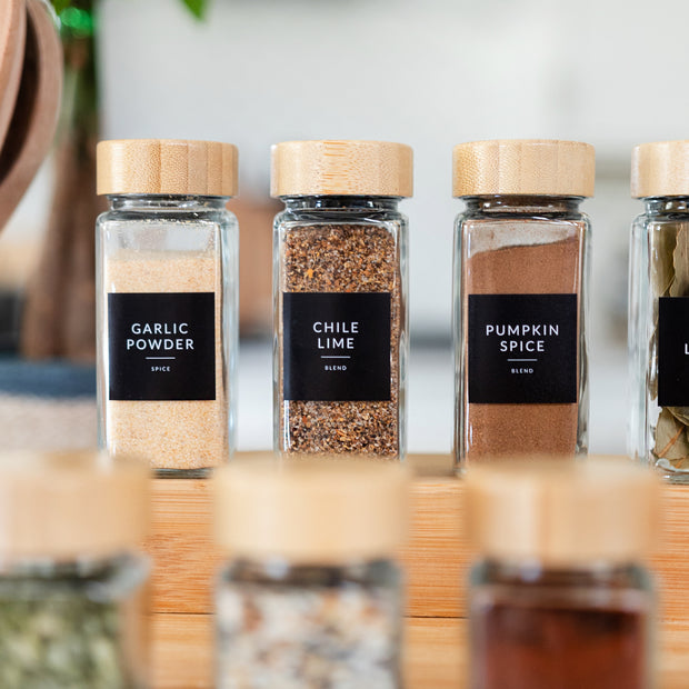 Glass Spice Jars with Labels