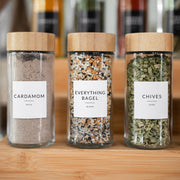 Round Glass Spice Jars with Labels