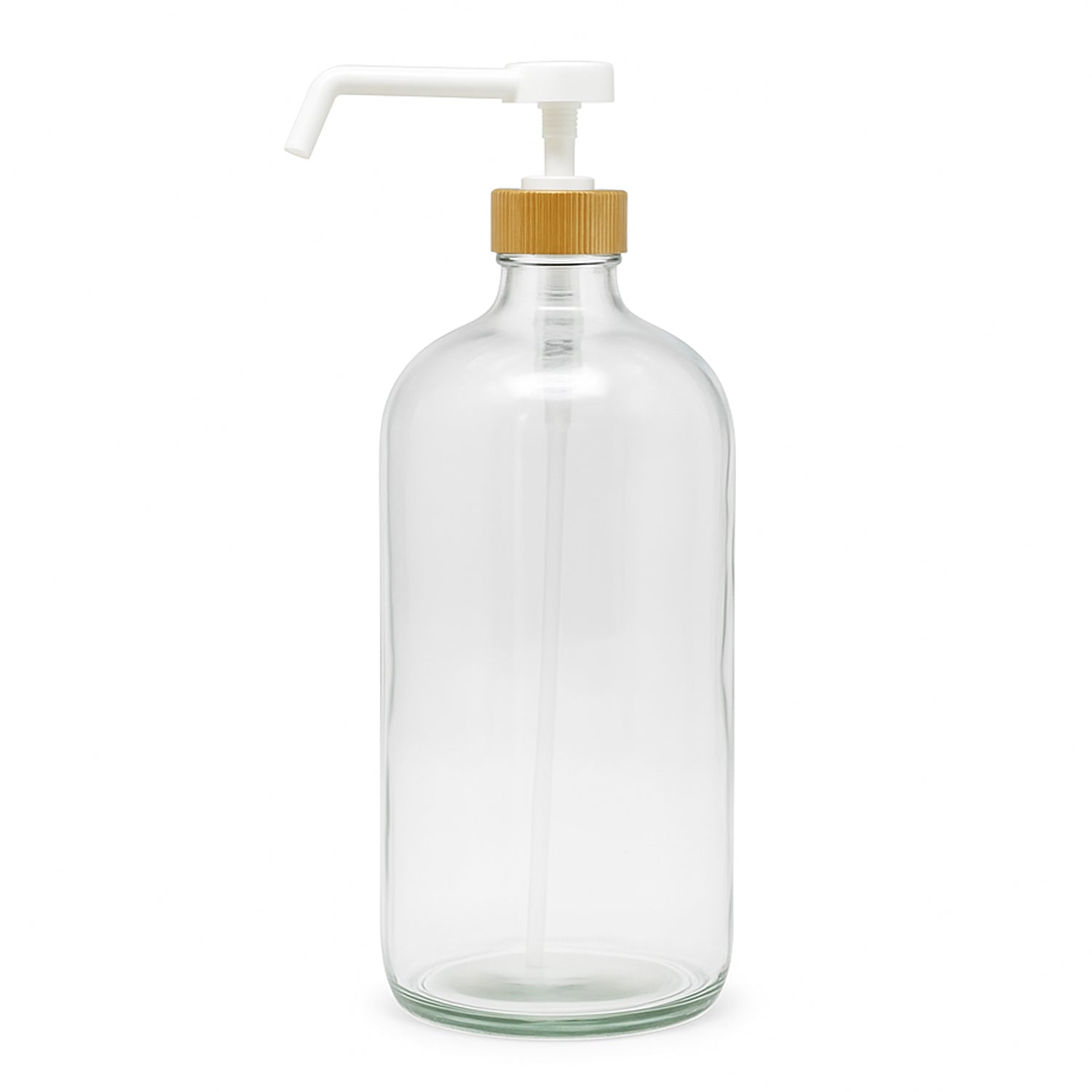 Clear Glass Bottle with Pump Dispenser 1L