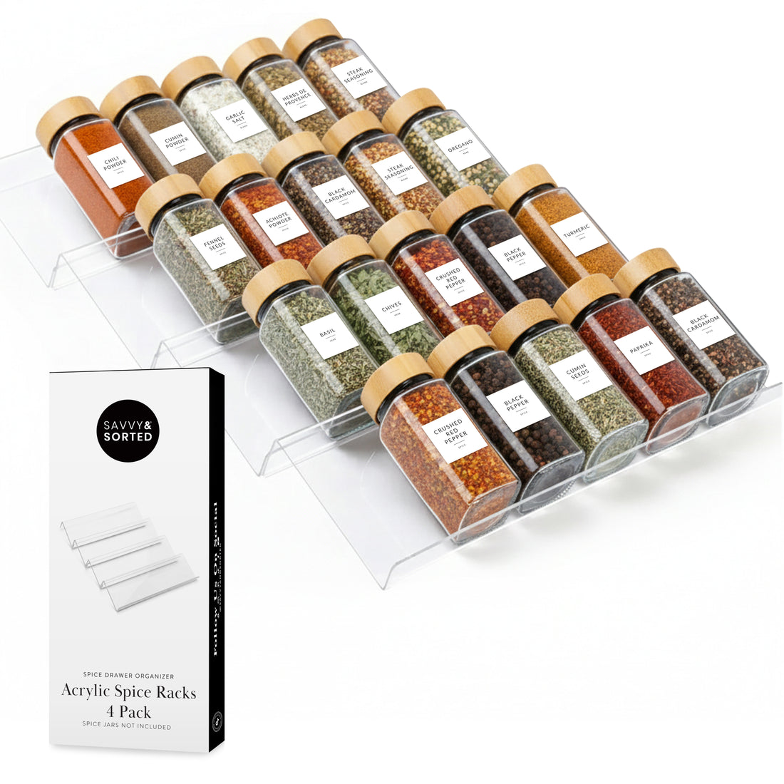 Acrylic Spice Racks - 4 PACK