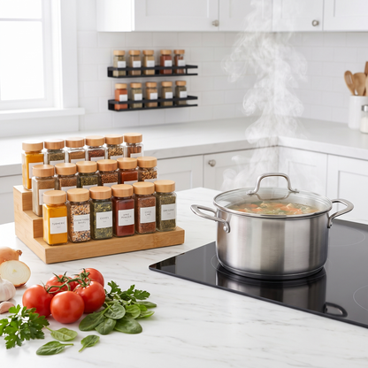 3-Tier Expandable Bamboo Spice Rack