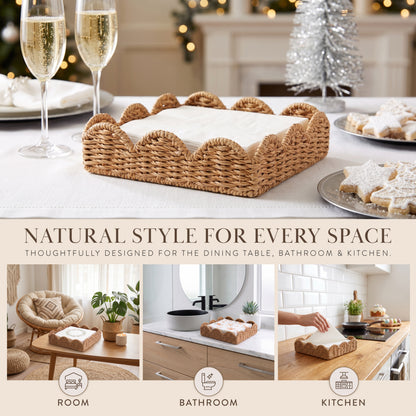Seagrass Scalloped Wicker Napkin Tray 1pk